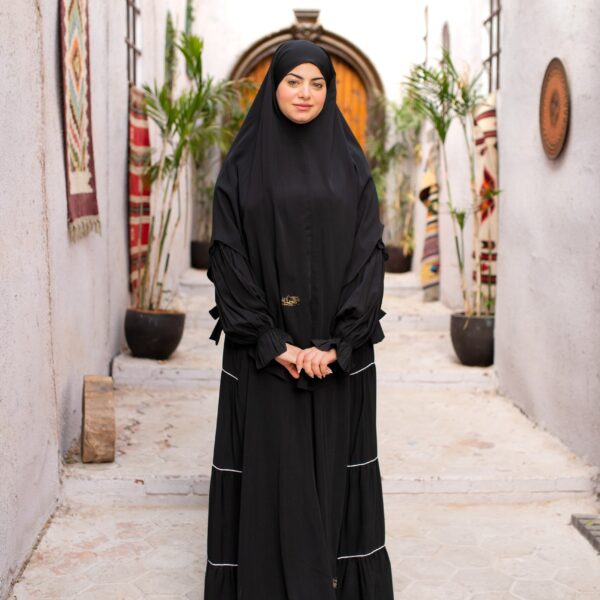 Alternative view of Kahila Royal Abaya Set with French Khimar – 3 Pieces – Code: 1033.